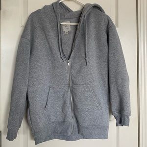grey zip up jacket